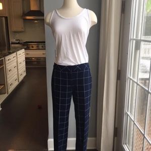 Trina Turk navy plaid pants
